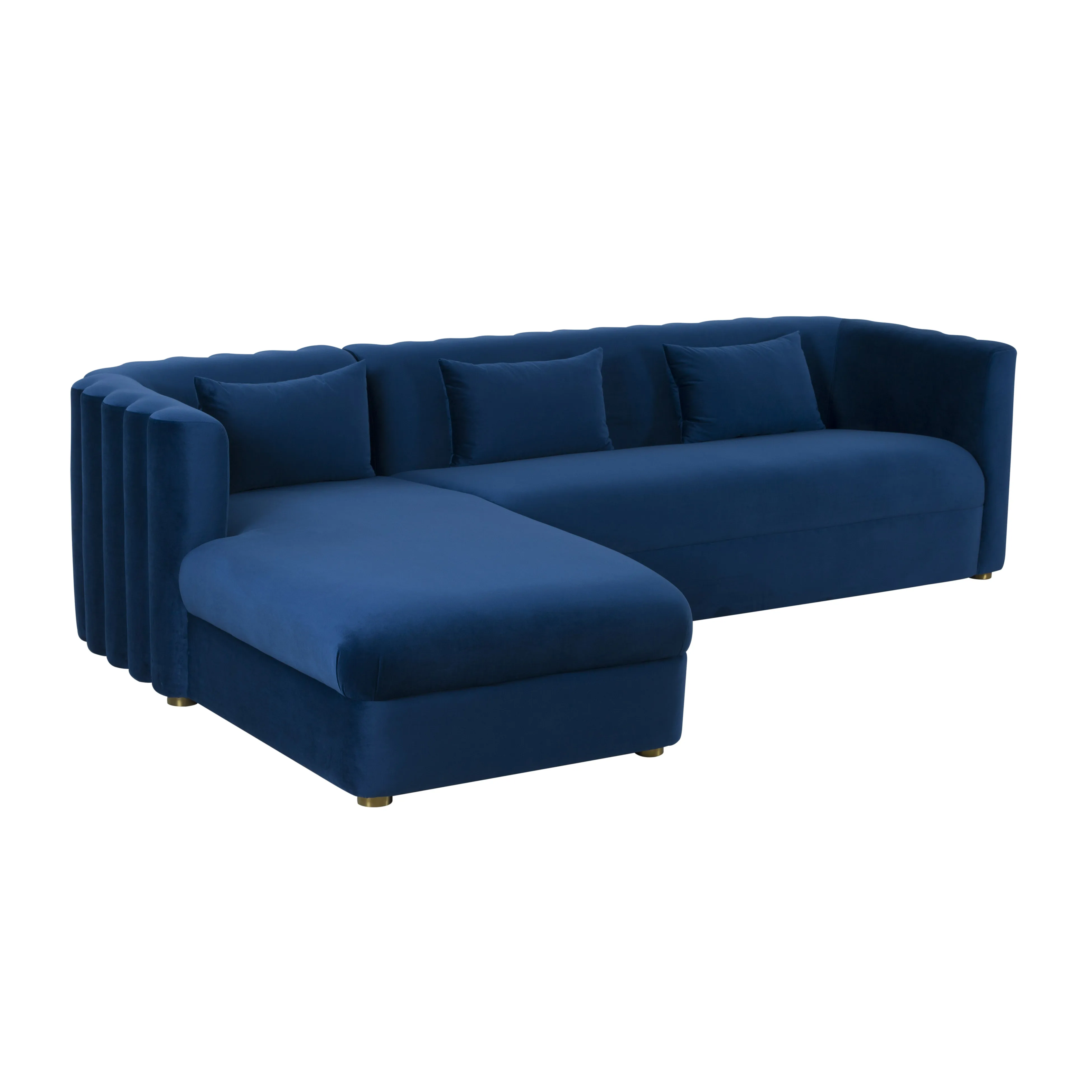 Callie Navy Velvet Sectional - Left Arm