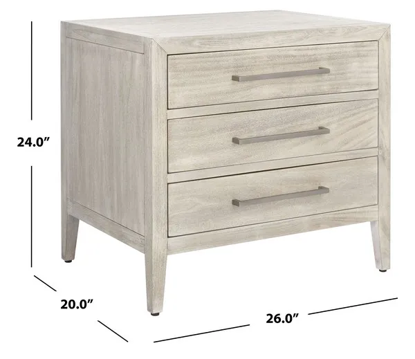 Ariella 3 Drawer Wood Nightstand