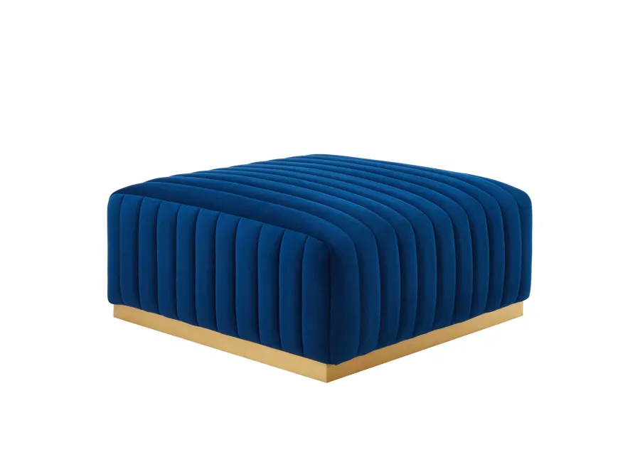 Conjure Channel Tufted Performance Velvet Ottoman