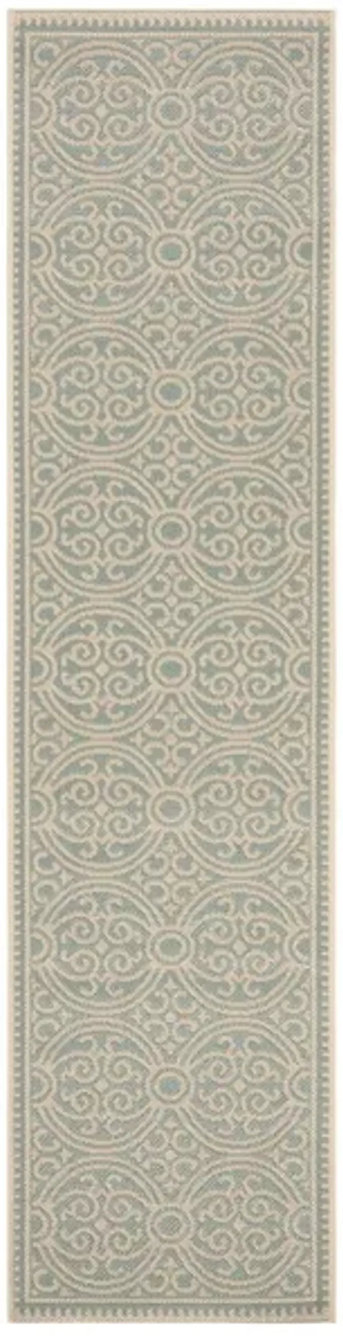 LINDEN 134 Collection LND134L-28 Cream / Aqua 2'-2" X 8'