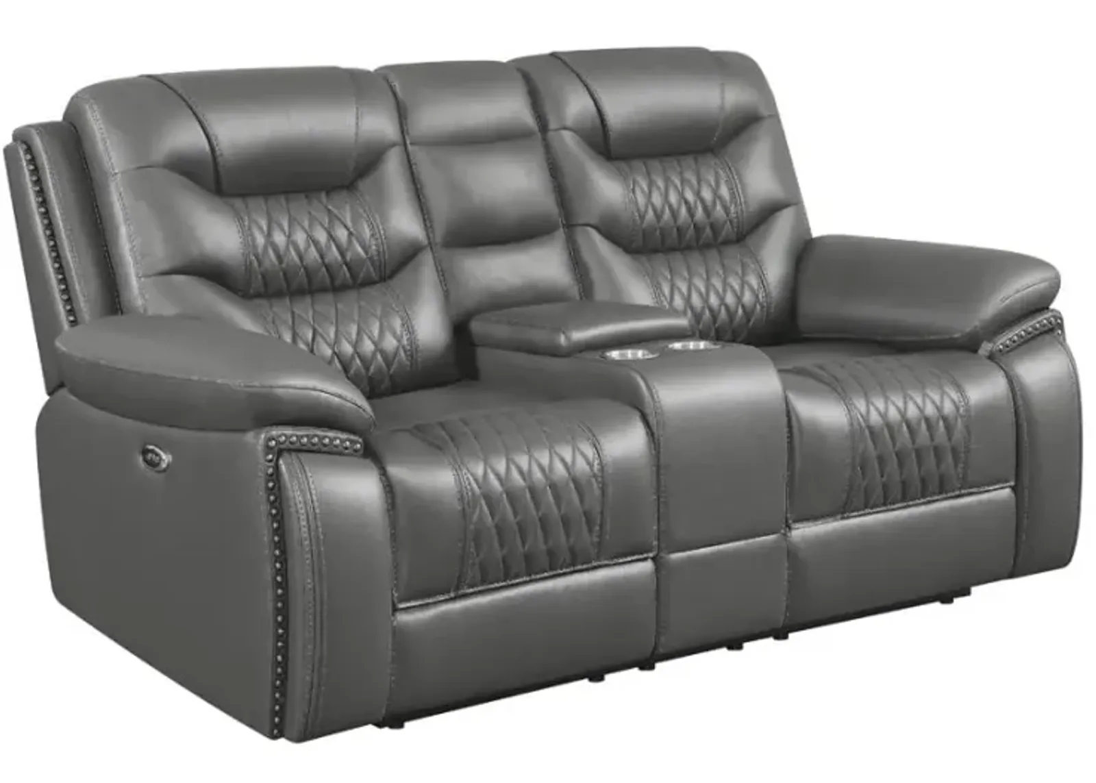 Flamenco Tufted Upholstered Power Loveseat with Console Charcoal