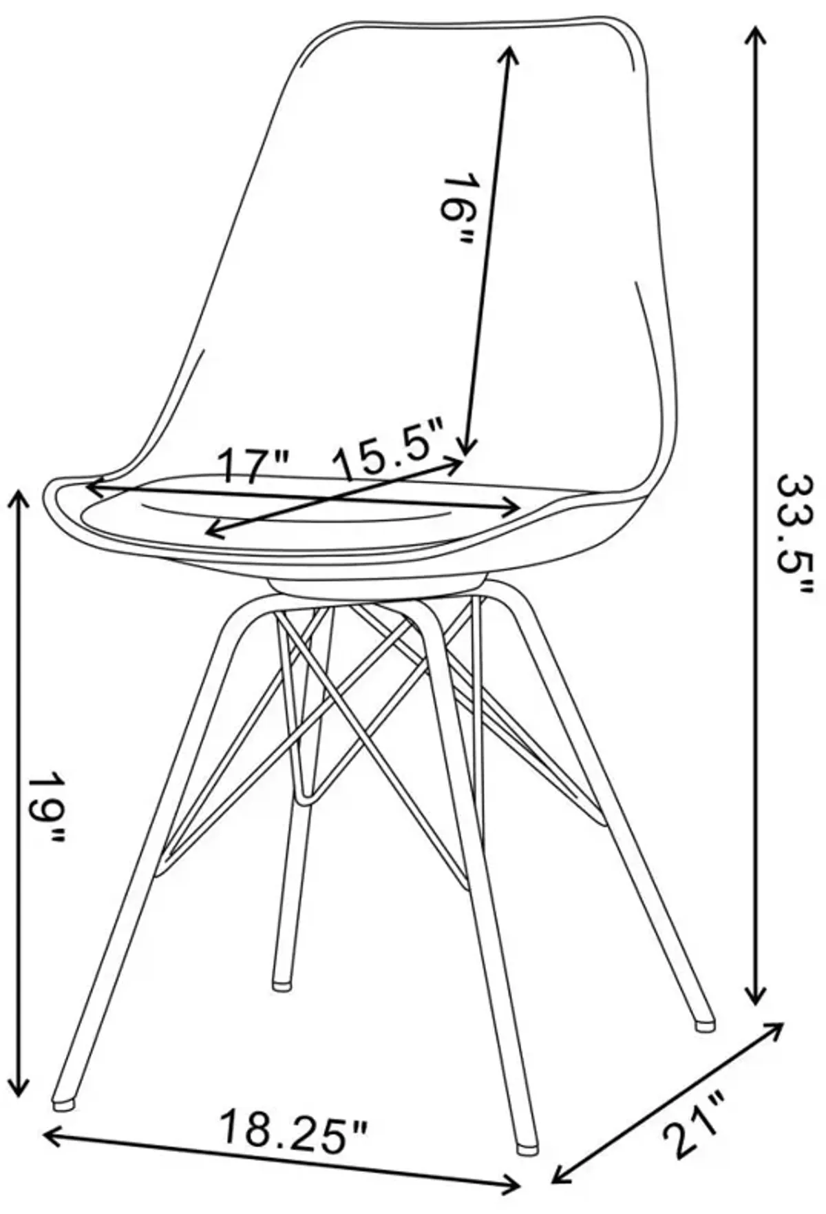 Leitrim Armless Dining Chairs White And Chrome (Set of 2)