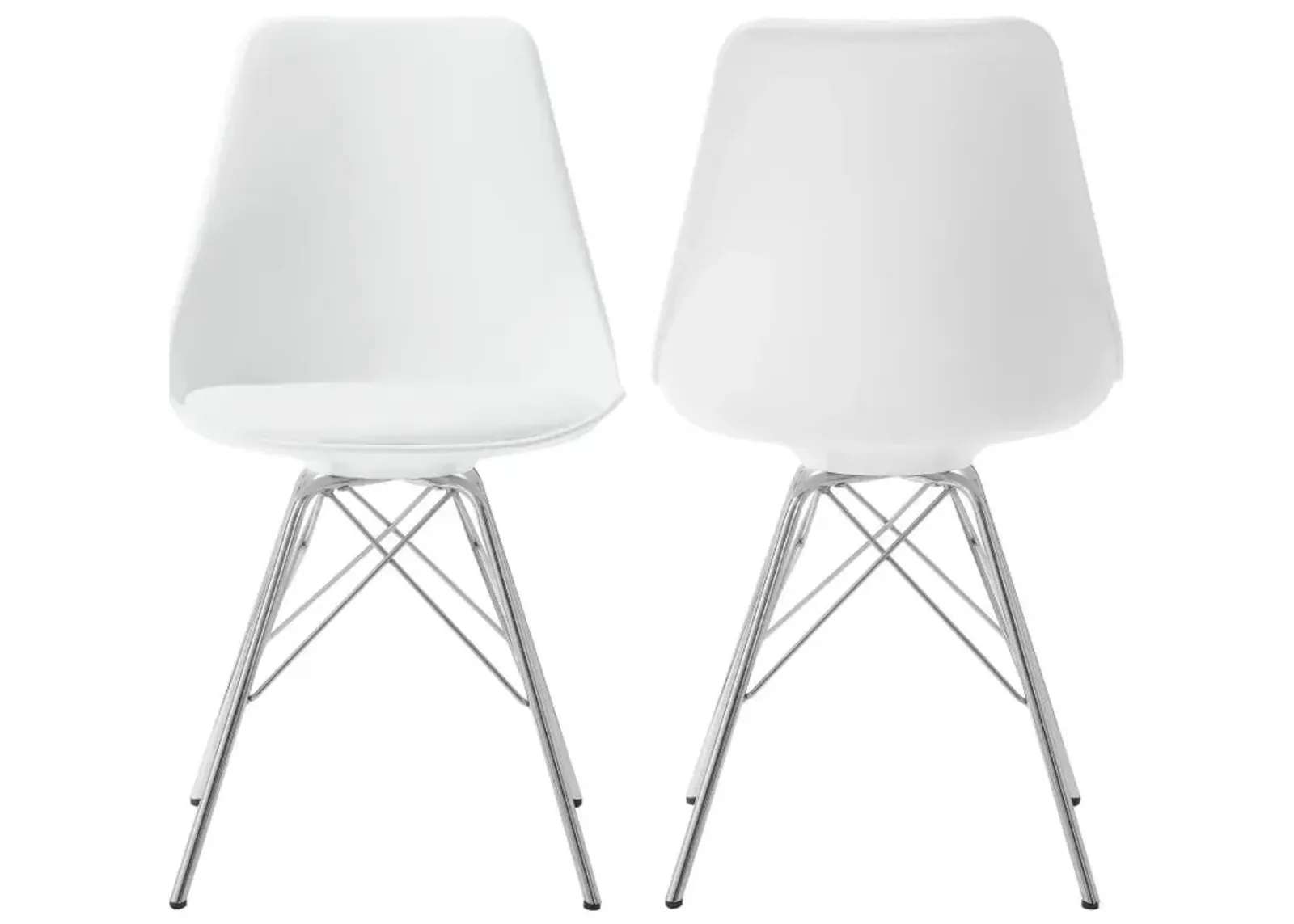 Leitrim Armless Dining Chairs White And Chrome (Set of 2)