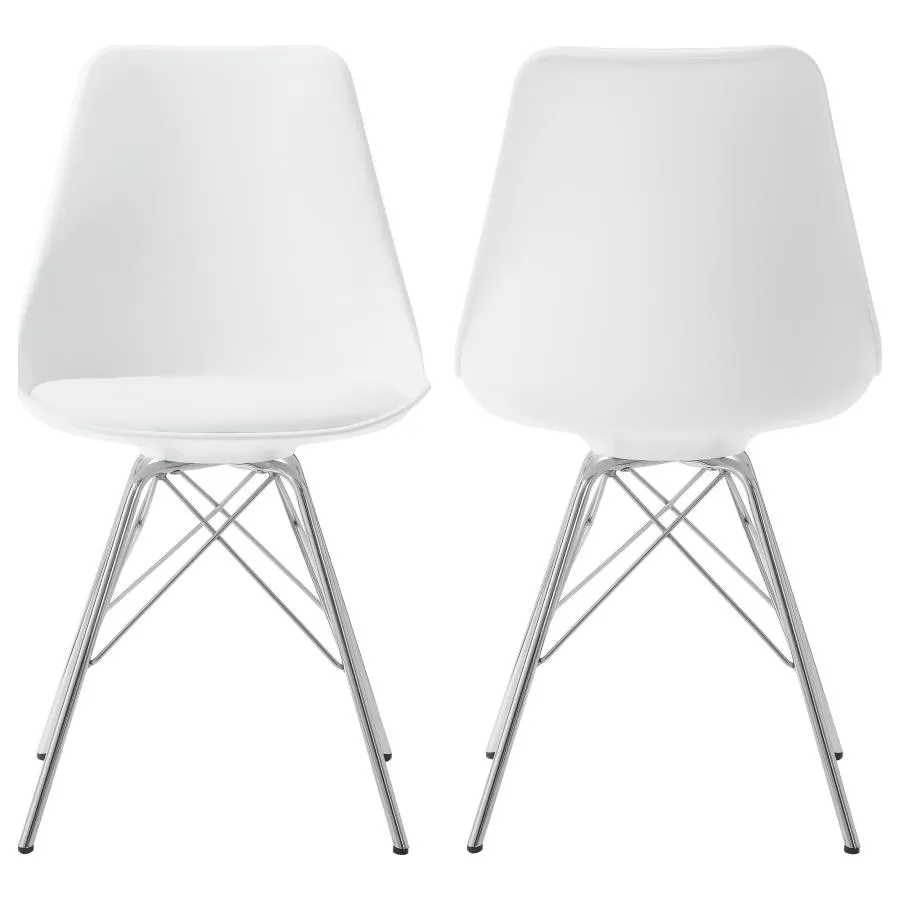 Leitrim Armless Dining Chairs White And Chrome (Set of 2)