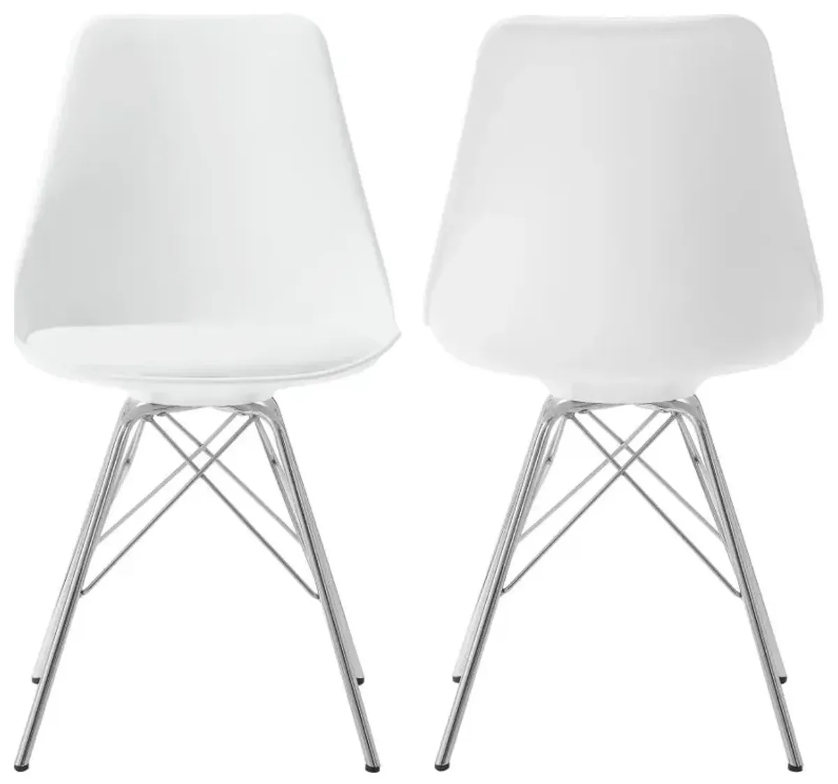 Leitrim Armless Dining Chairs White And Chrome (Set of 2)