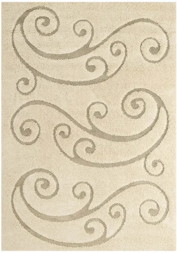 Jubilant Sprout Scrolling Vine 8x10 Shag Area Rug