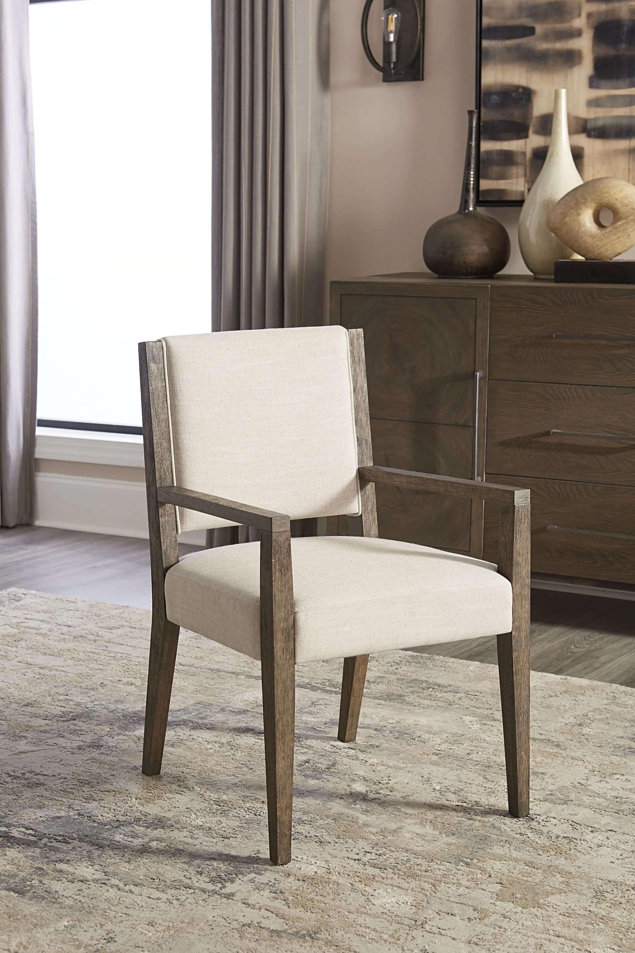 Oakland Upholstered Arm Chair in Brunette