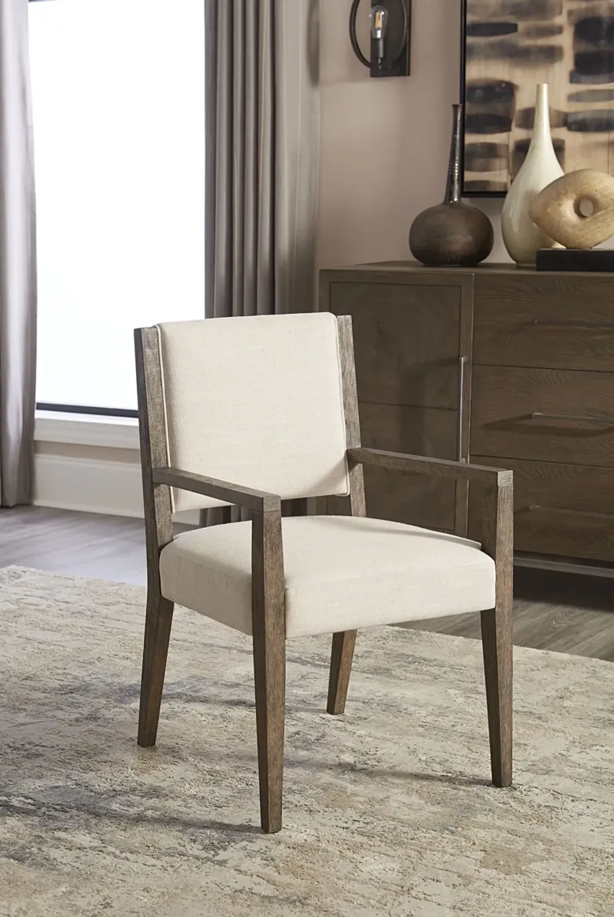 Oakland Upholstered Arm Chair in Brunette