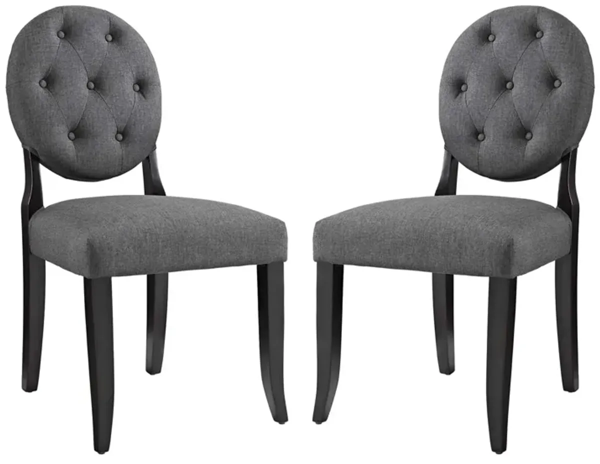 Button Dining Side Chair Upholstered Fabric Set of 2