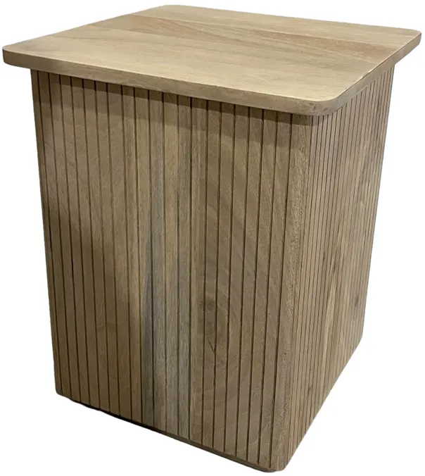 20" Square Ribbed Accent Table, Natural