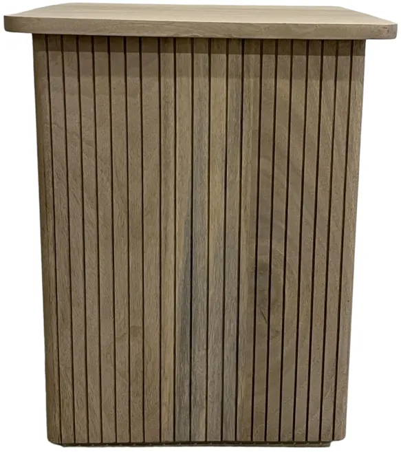 20" Square Ribbed Accent Table, Natural