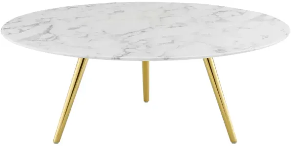 Lippa 40" Round Artificial Marble Coffee Table with Tripod Base