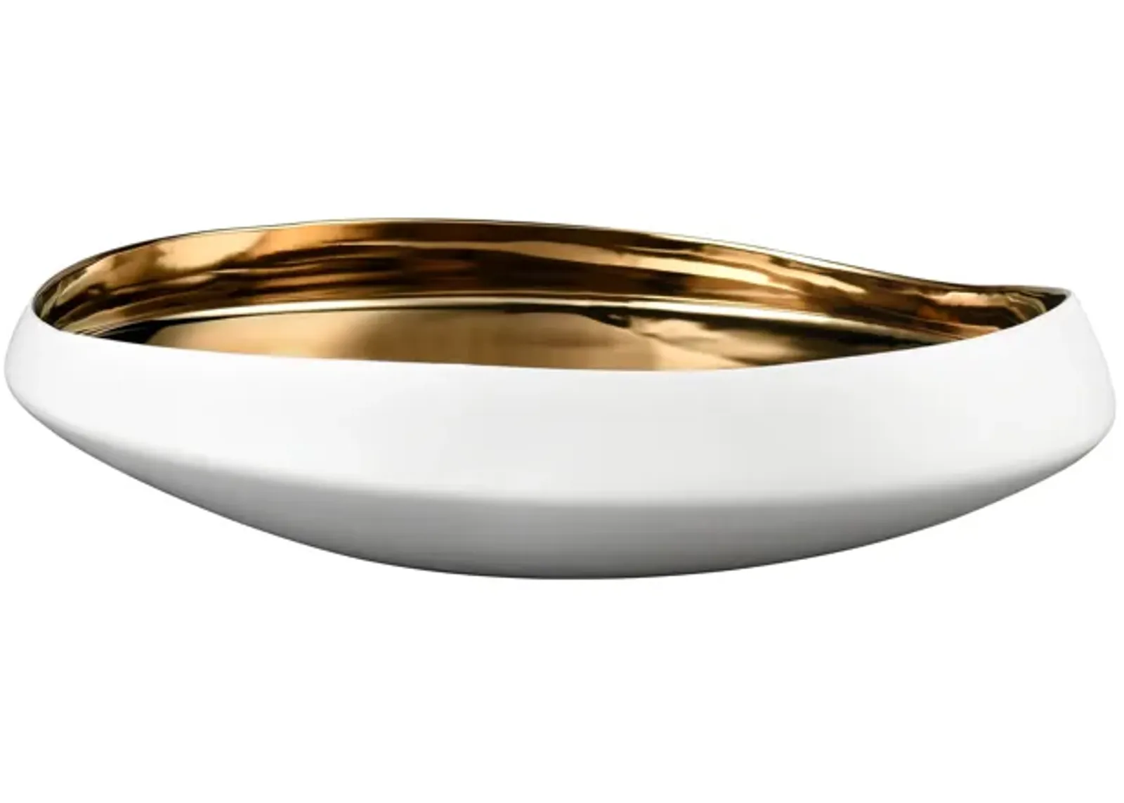 Greer Bowl  -  Low White and Gold Glazed - Set of 2