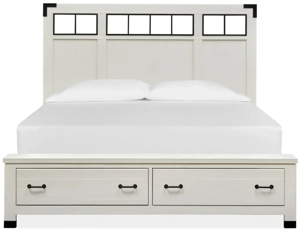 Harper Springs Complete Queen Panel Storage Bed w/Metal/Wood Headboard