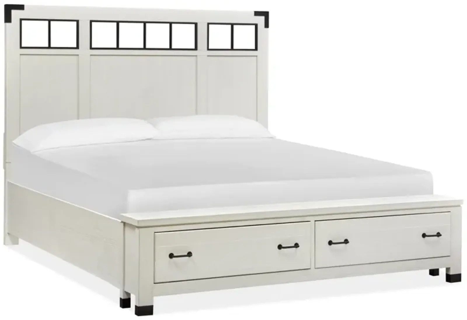 Harper Springs Complete Queen Panel Storage Bed w/Metal/Wood Headboard