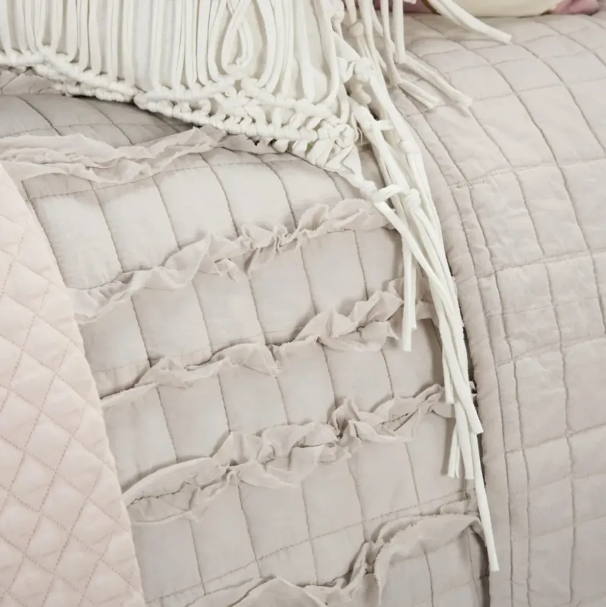 Annalise Striped Solid BlushKing Sham