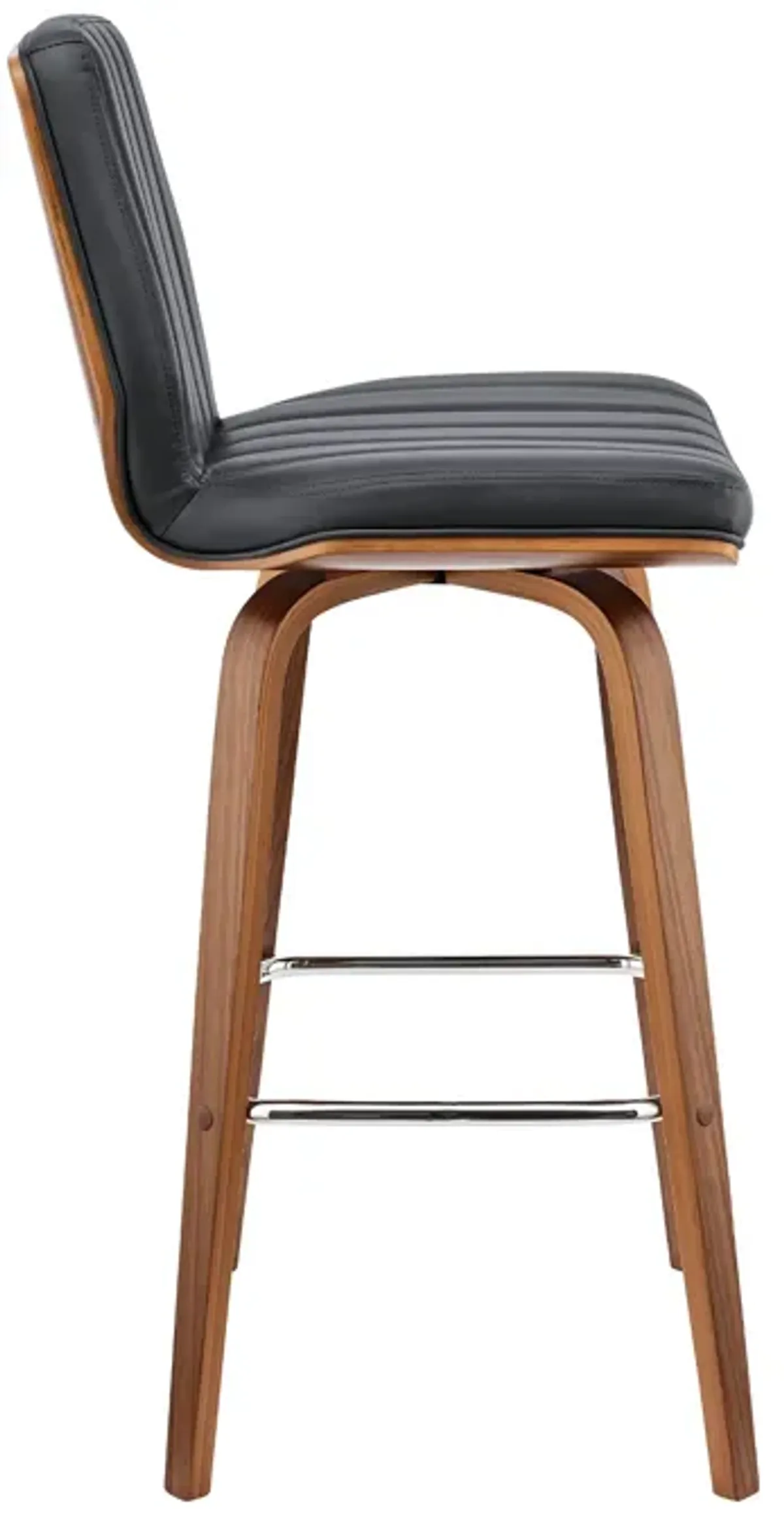 Renee 30" Swivel Grey Faux Leather and Walnut Wood Bar Stool