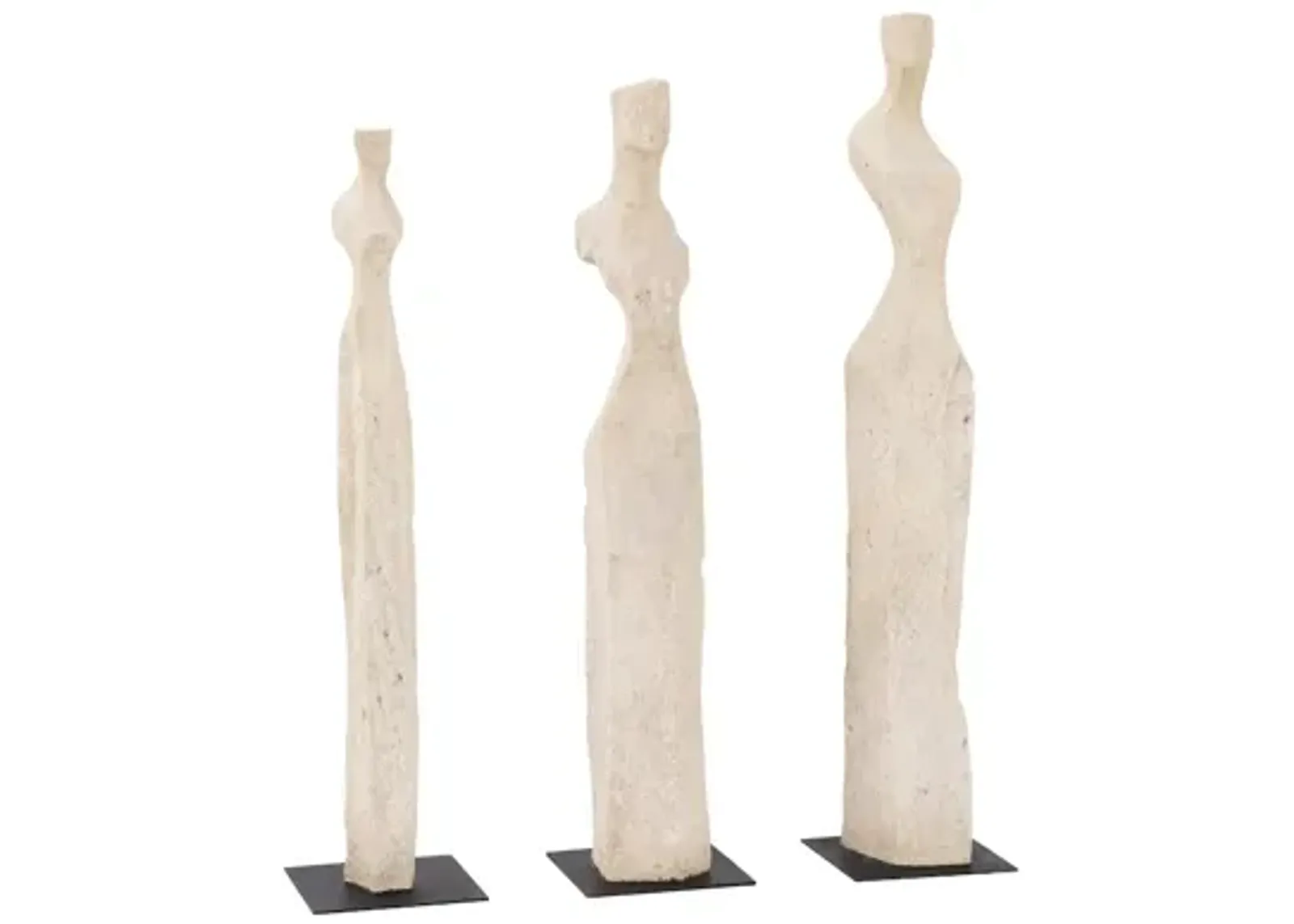 Cast Women Sculptures, Roman Stone, Set of 3