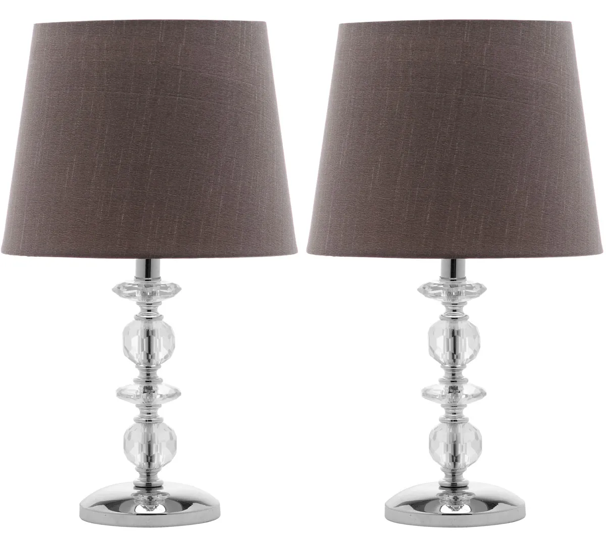 Derry 15-Inch H Stacked Crystal Dark Grey Lamp - Set of 2