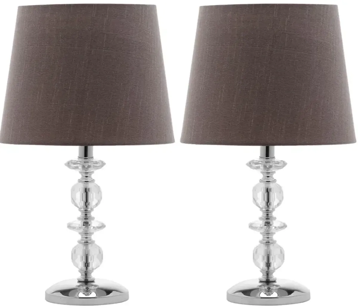 Derry 15-Inch H Stacked Crystal Dark Grey Lamp - Set of 2