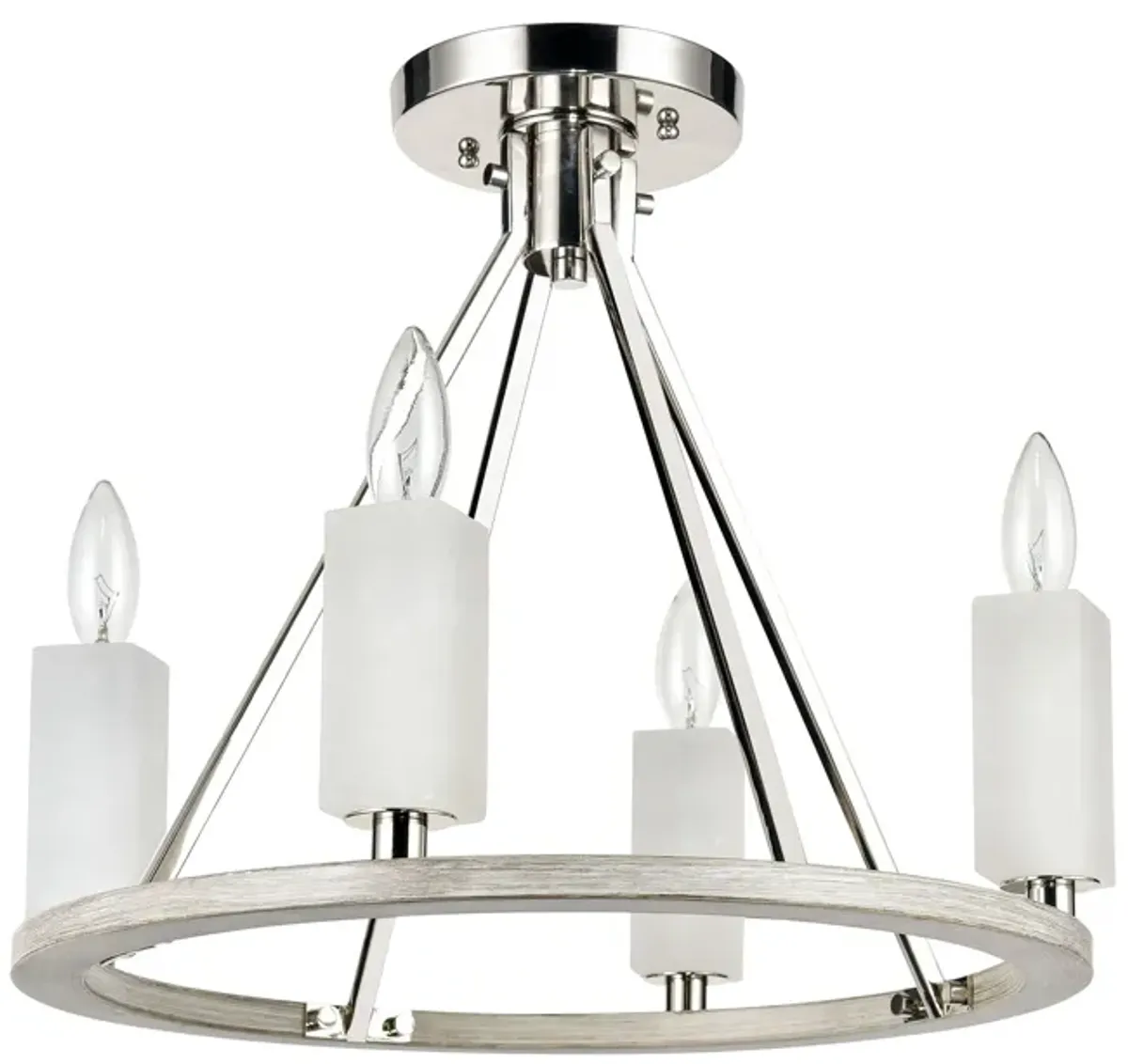 White Stone 18" Wide 4-Light Semi Flush Mount - Polished Nickel