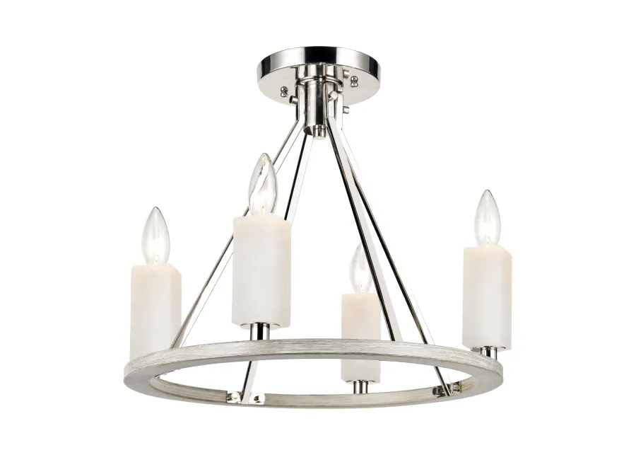 White Stone 18" Wide 4-Light Semi Flush Mount - Polished Nickel