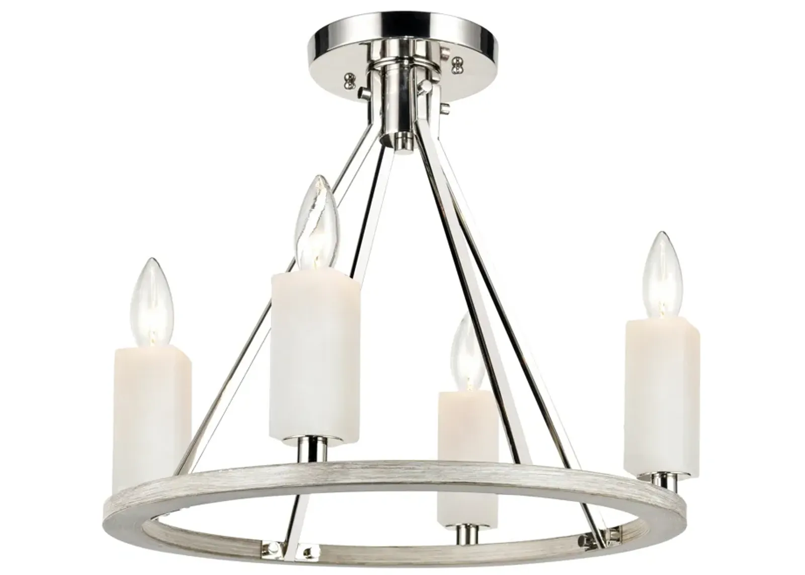 White Stone 18" Wide 4-Light Semi Flush Mount - Polished Nickel