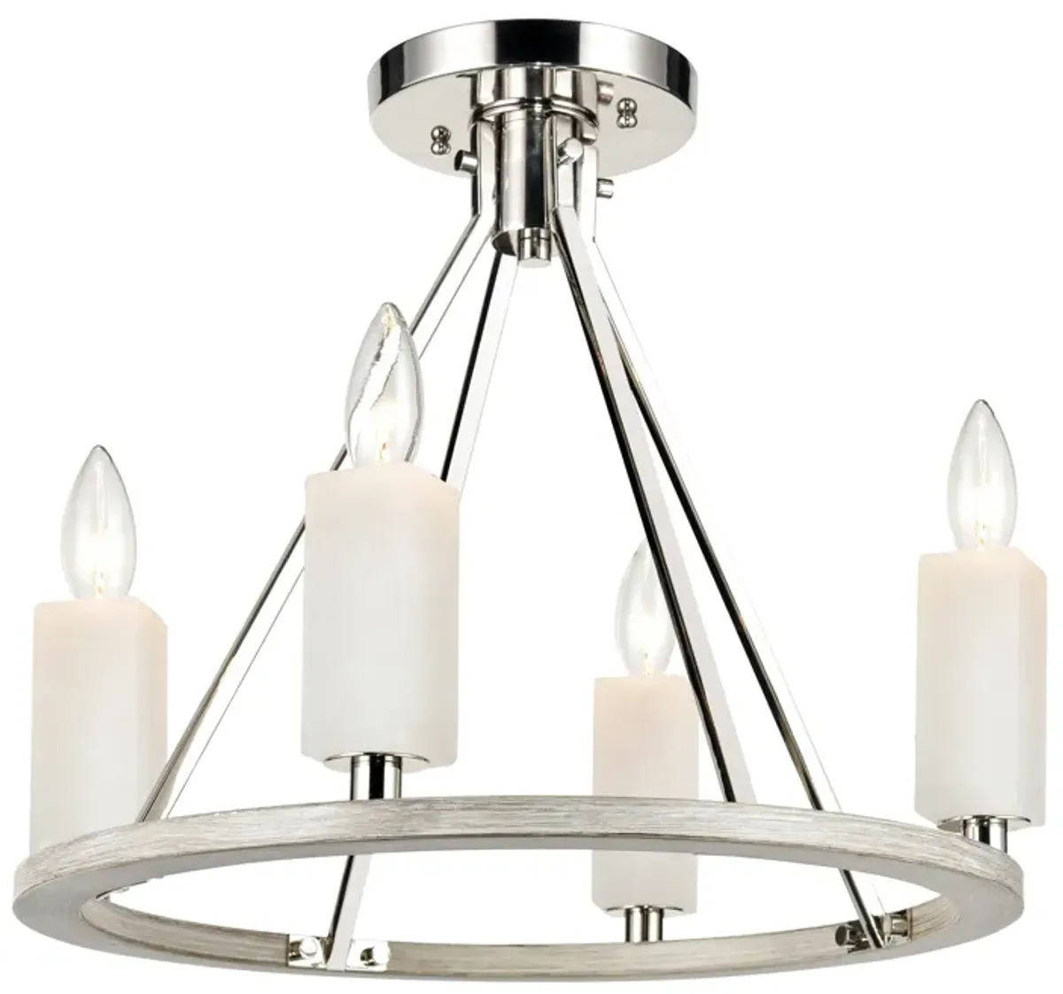 White Stone 18" Wide 4-Light Semi Flush Mount - Polished Nickel