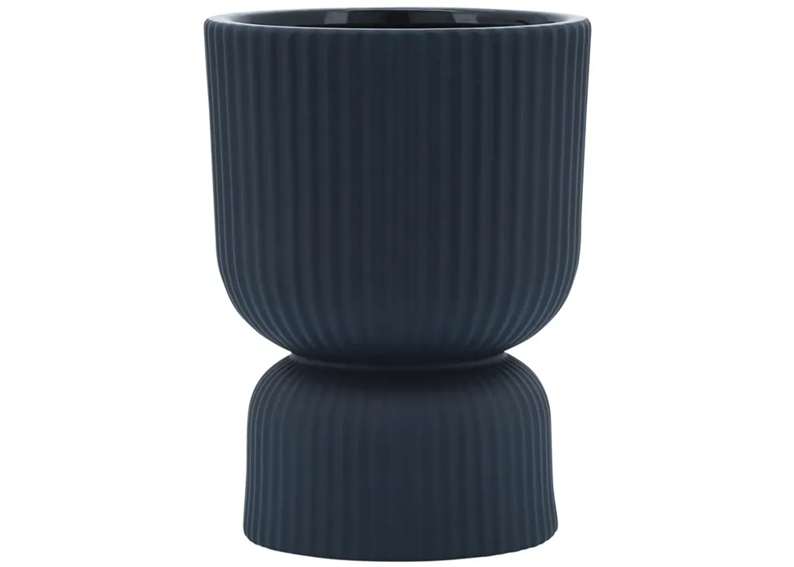 Ceramic, 6"h Ribbed Vase, Navy