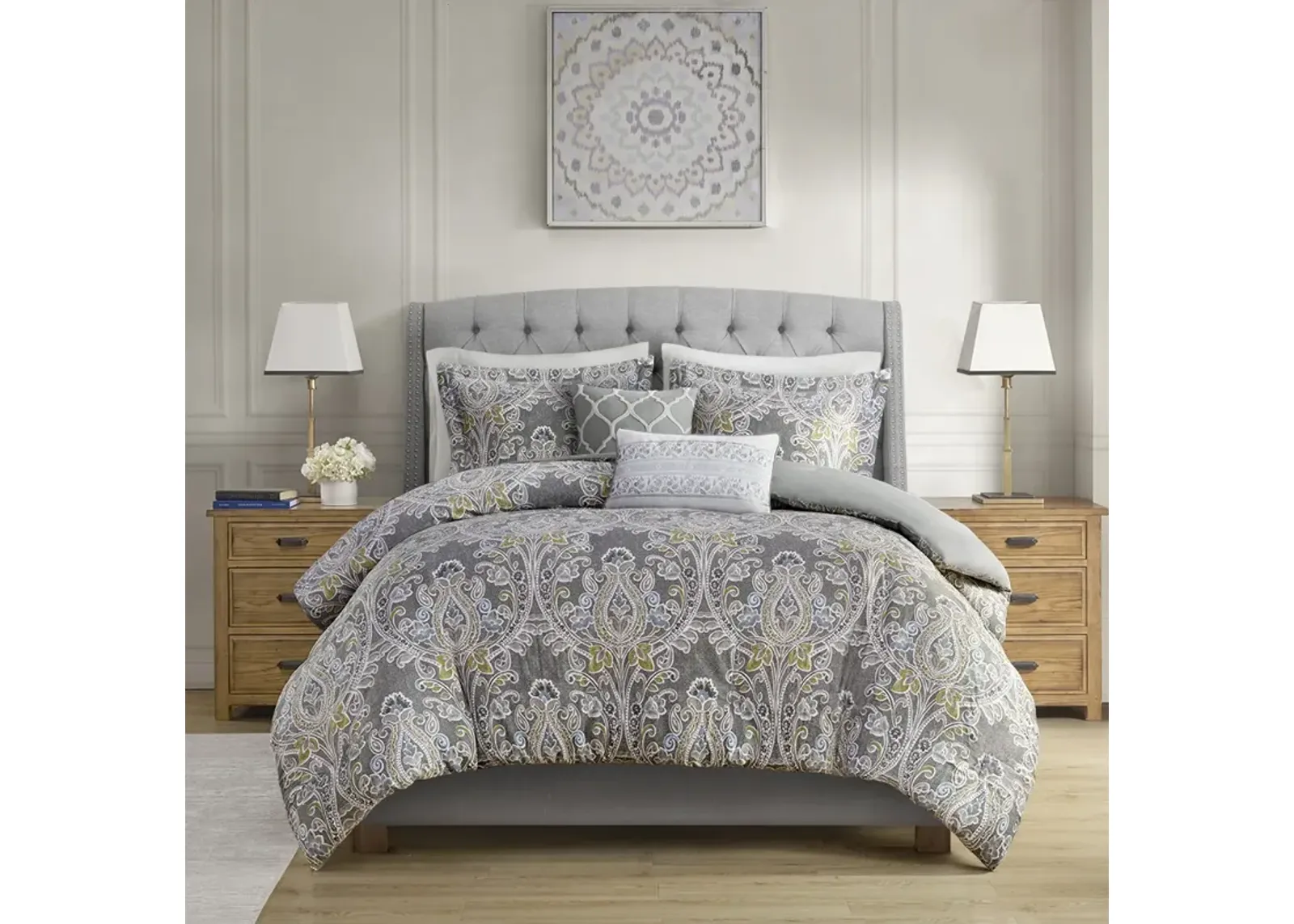 Harbor House Hallie Grey 5 Piece Cotton Duvet Cover Set