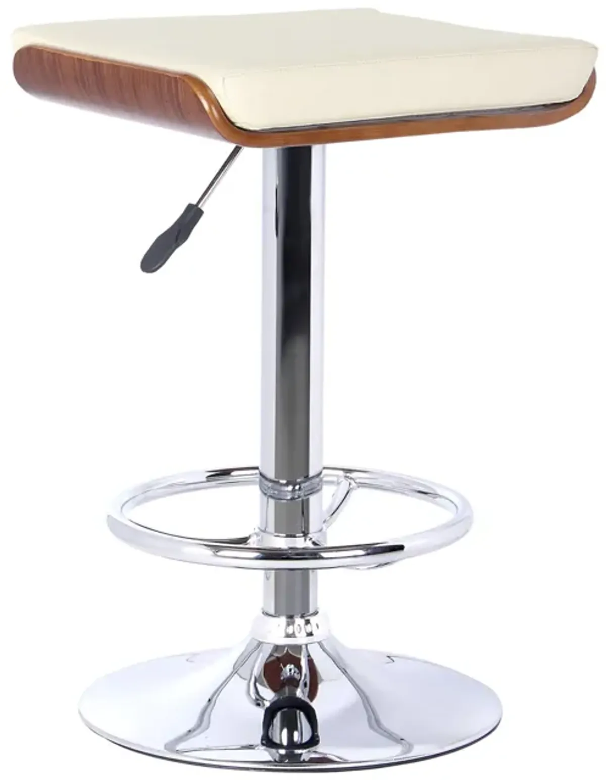 Java Barstool in Chrome finish with Walnut wood and Cream Faux Leather