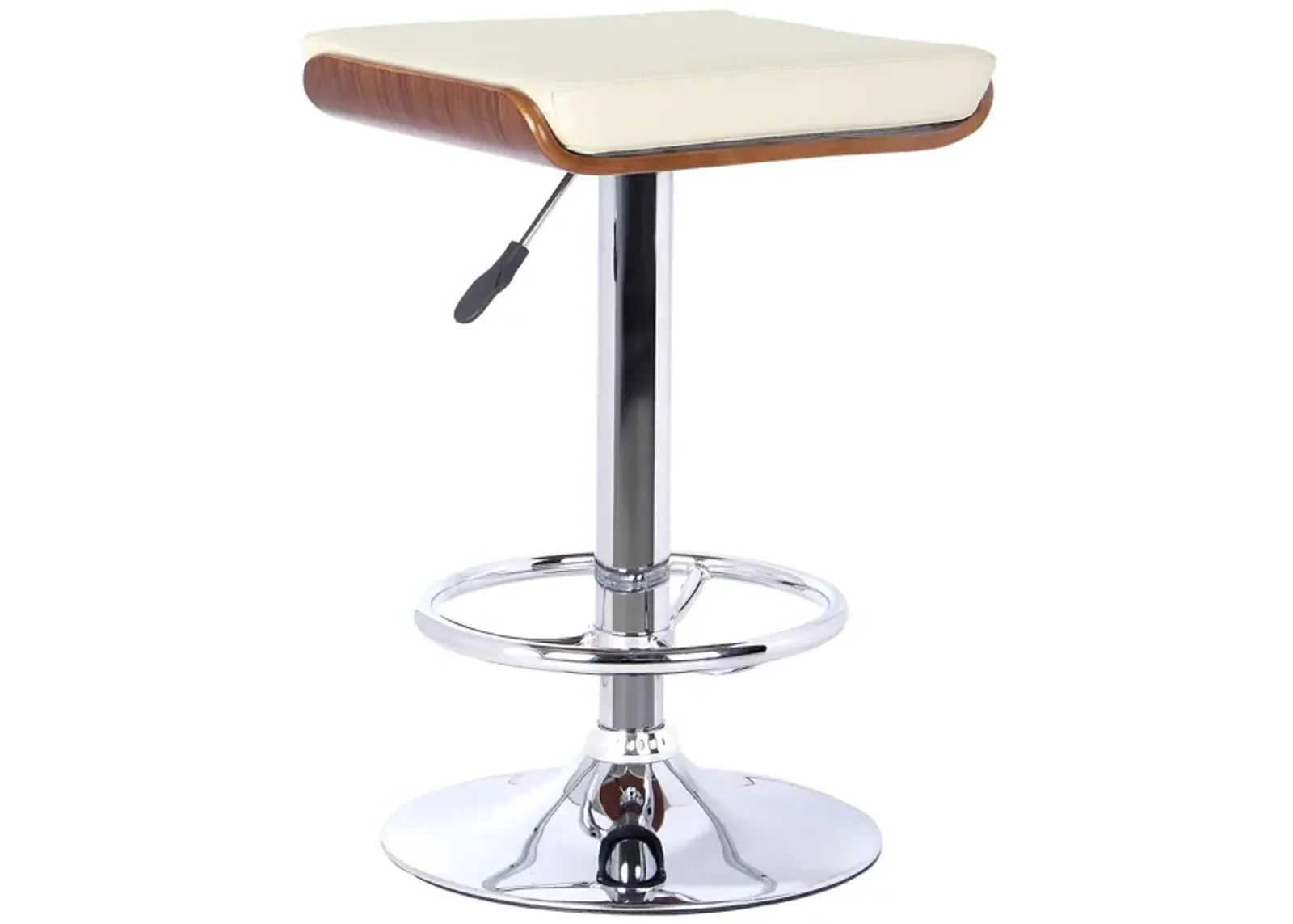 Java Barstool in Chrome finish with Walnut wood and Cream Faux Leather