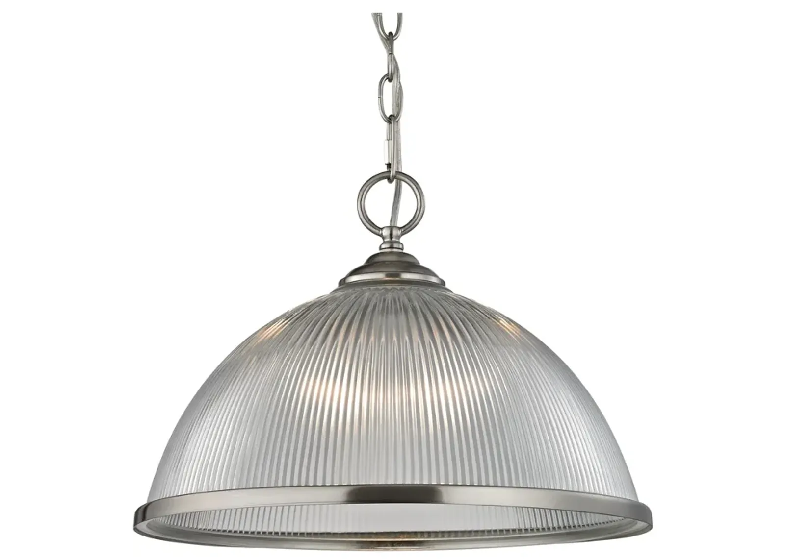 Liberty Park 1-Light Pendant in Brushed Nickel with Prismatic Clear Glass