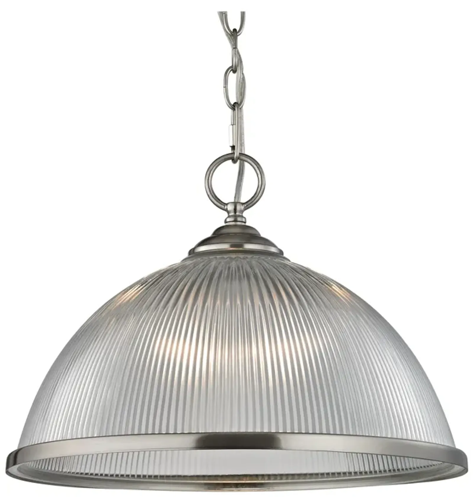 Liberty Park 1-Light Pendant in Brushed Nickel with Prismatic Clear Glass