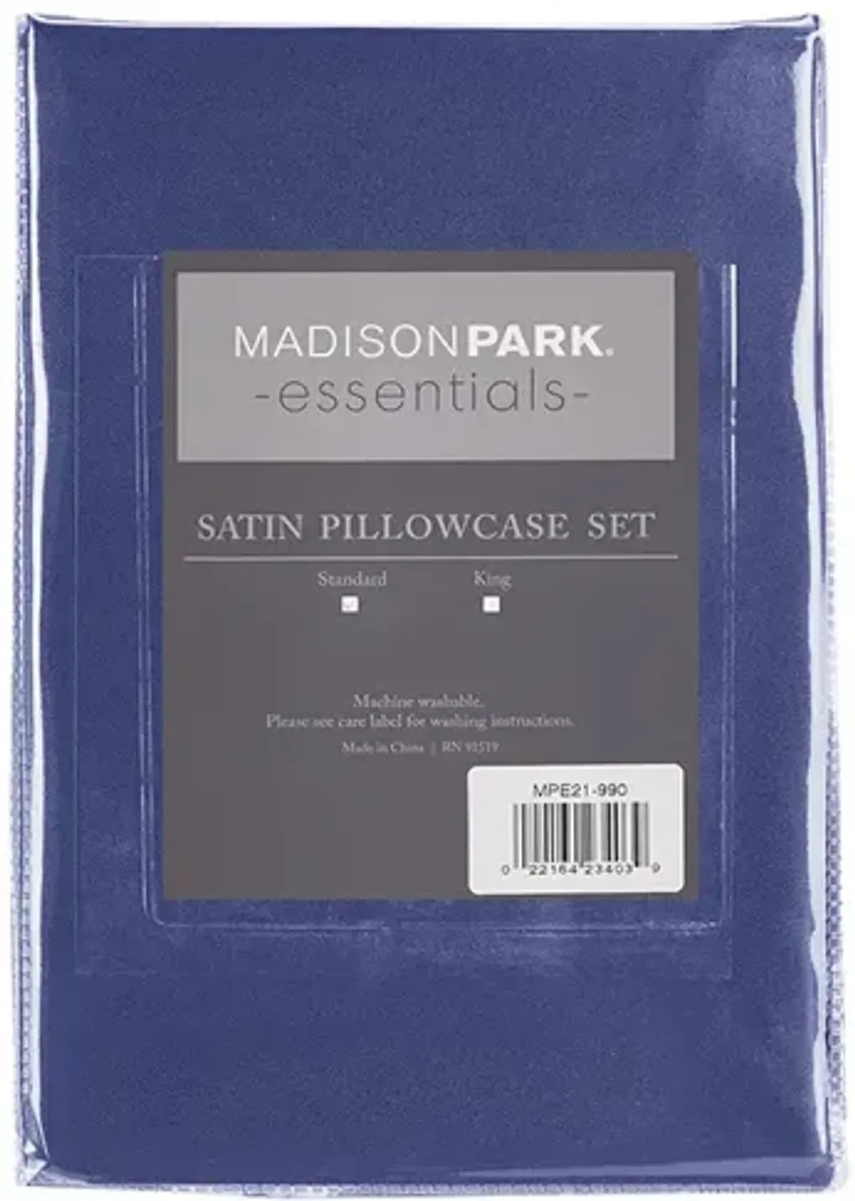 Madison Park Essentials Satin Navy Luxury 2 PC Pillowcases