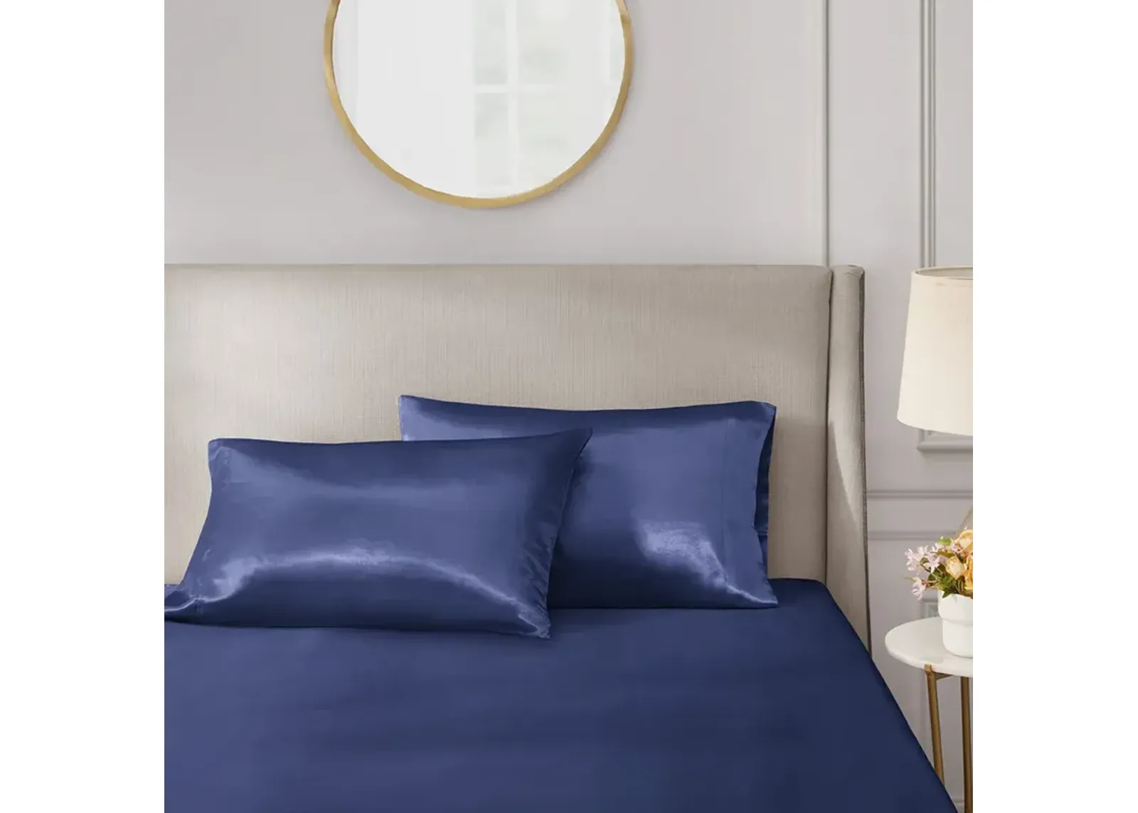 Madison Park Essentials Satin Navy Luxury 2 PC Pillowcases