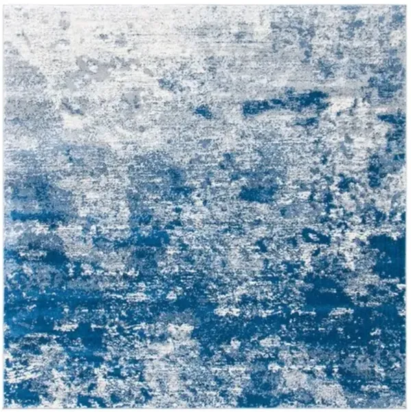 Brentwood 822 Grey / Navy 8' X 8' Square Square Powerloomed Rug