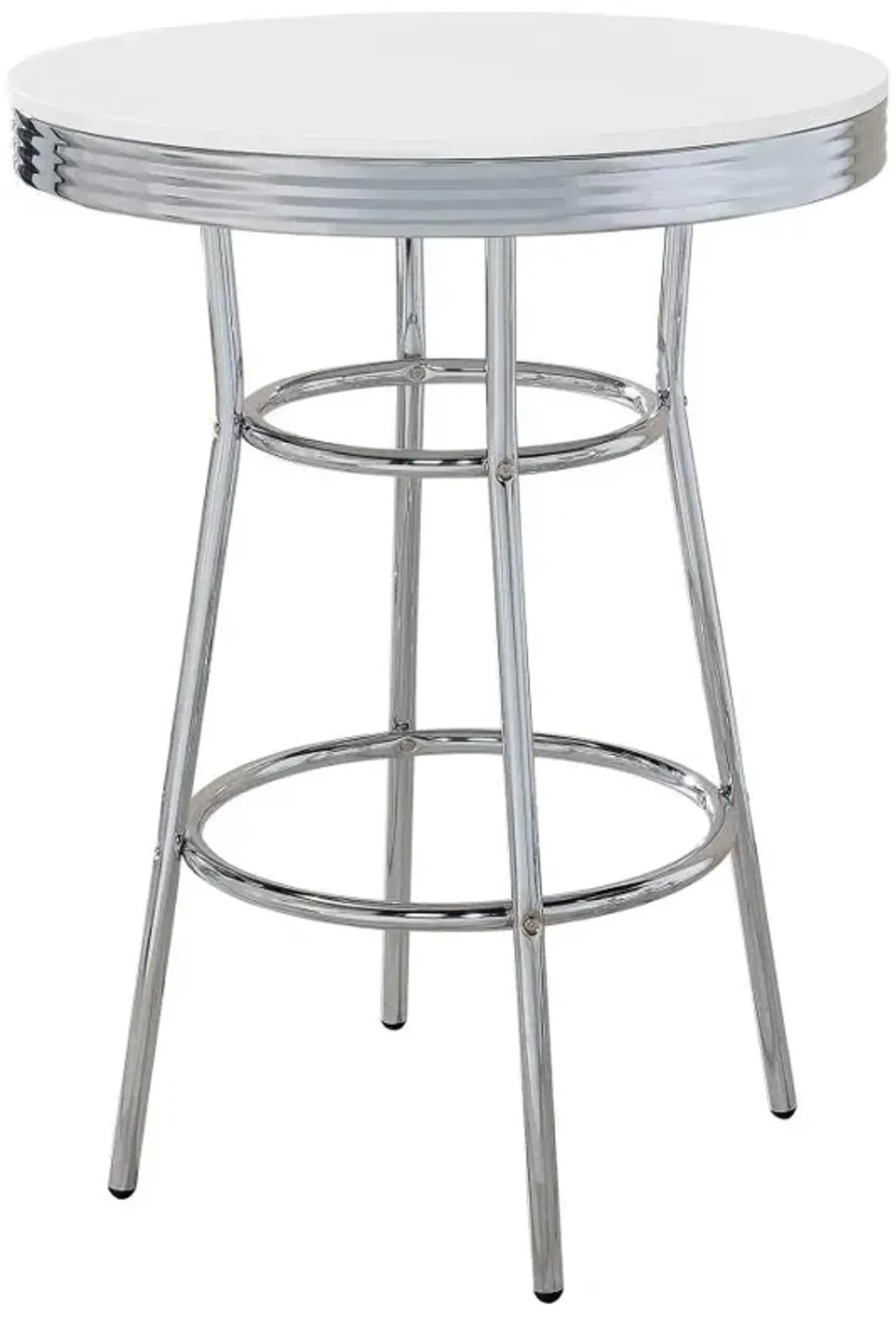 Theodore Round Bar Table Chrome and Glossy White