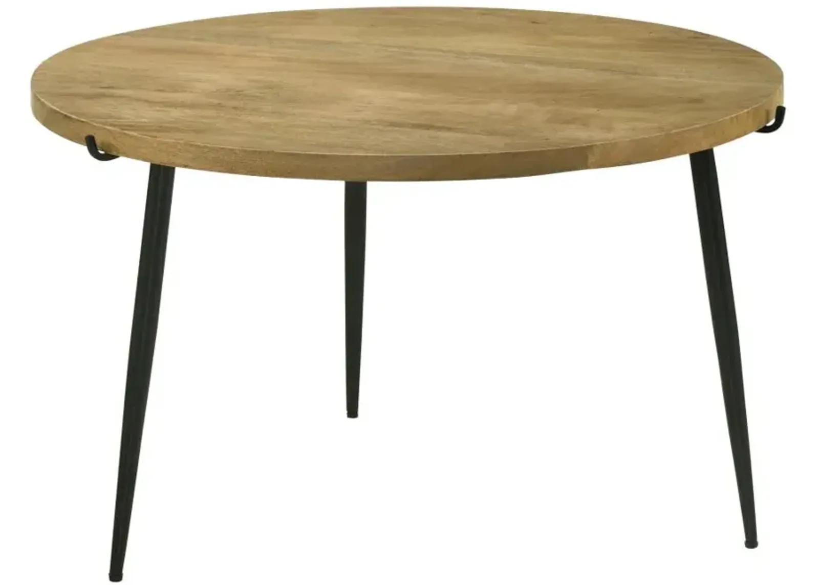 Pilar Round Solid Wood Top Coffee Table Natural and Black