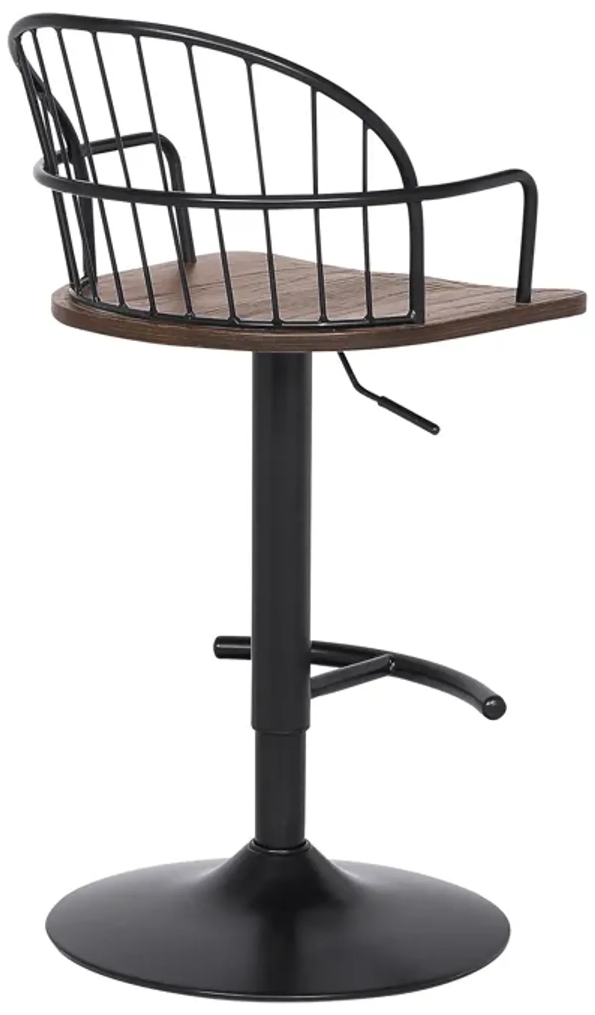 Edward Adjustable Walnut Glazed Barstool in Black Powder Coated Finish