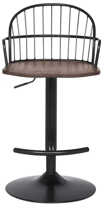 Edward Adjustable Walnut Glazed Barstool in Black Powder Coated Finish