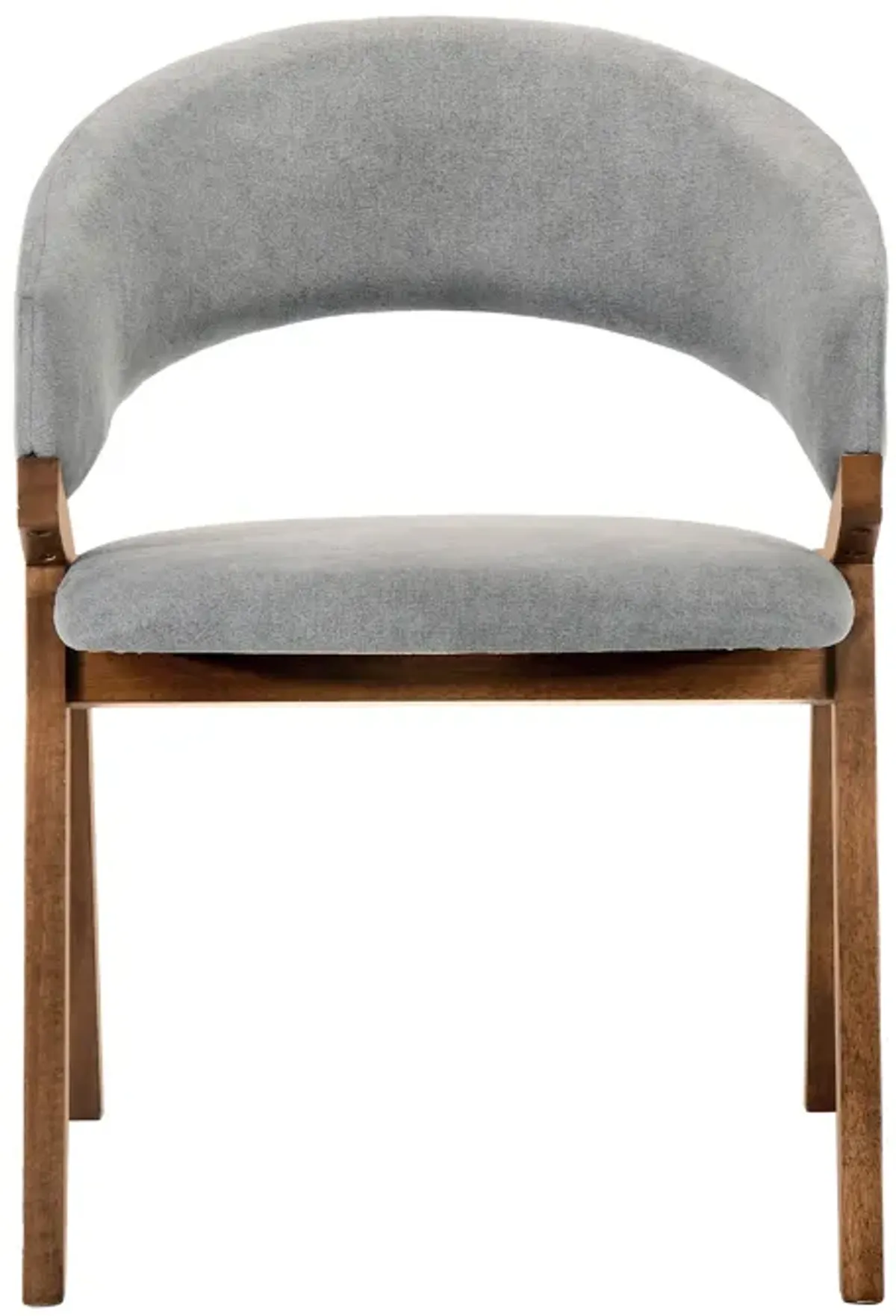 Talulah Gray Fabric and Walnut Veneer Dining Side Chairs - Set of 2