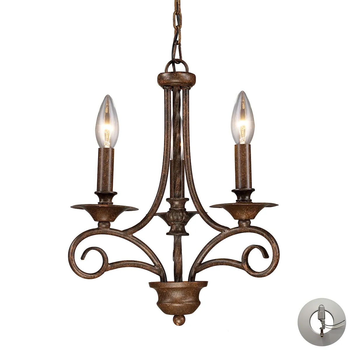 Gloucester 12" Wide 3-Light Chandelier - Antique Bronze