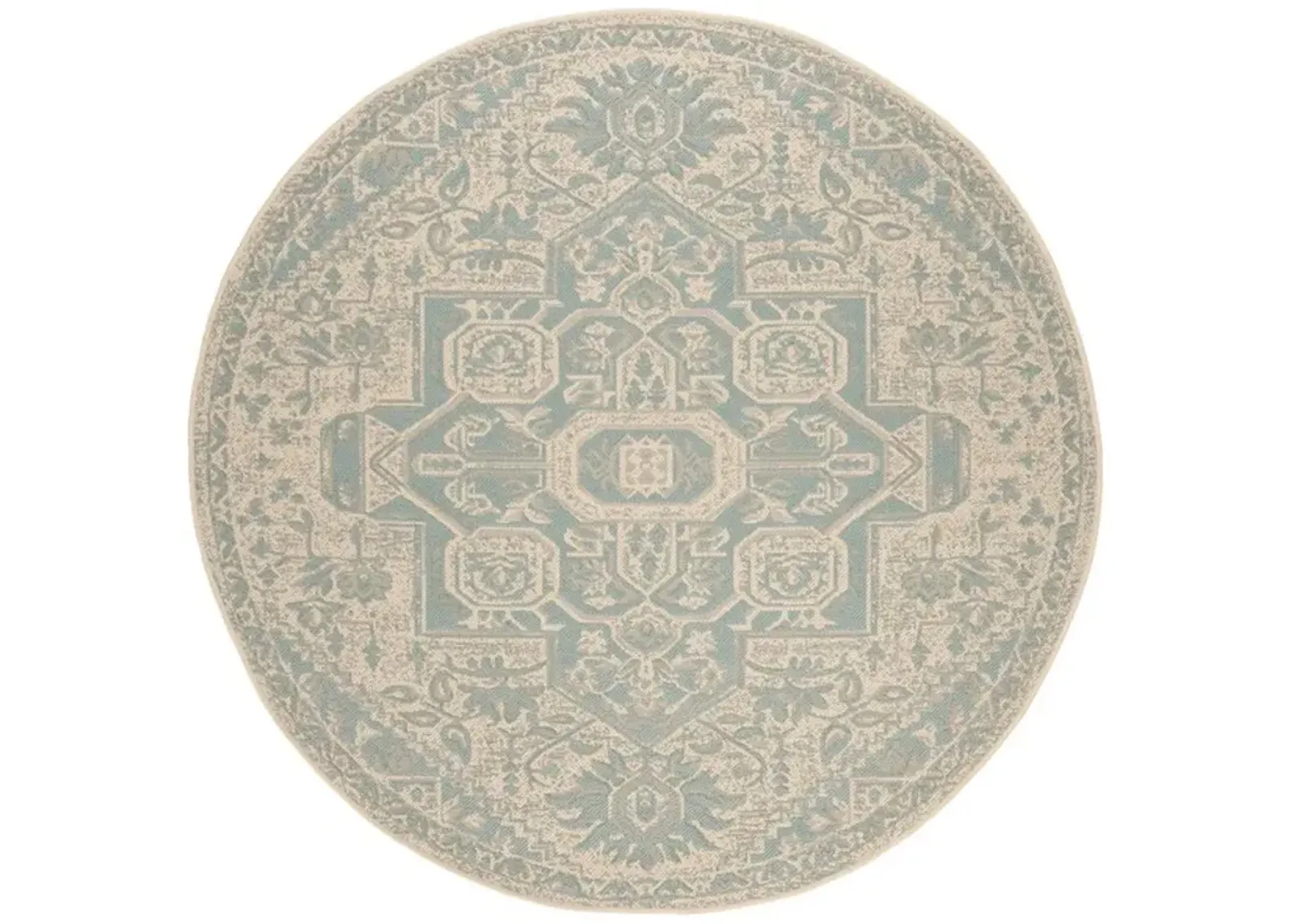 LINDEN 138 Collection LND138K-6R Aqua / Cream 6'-7" X 6'-7" Round