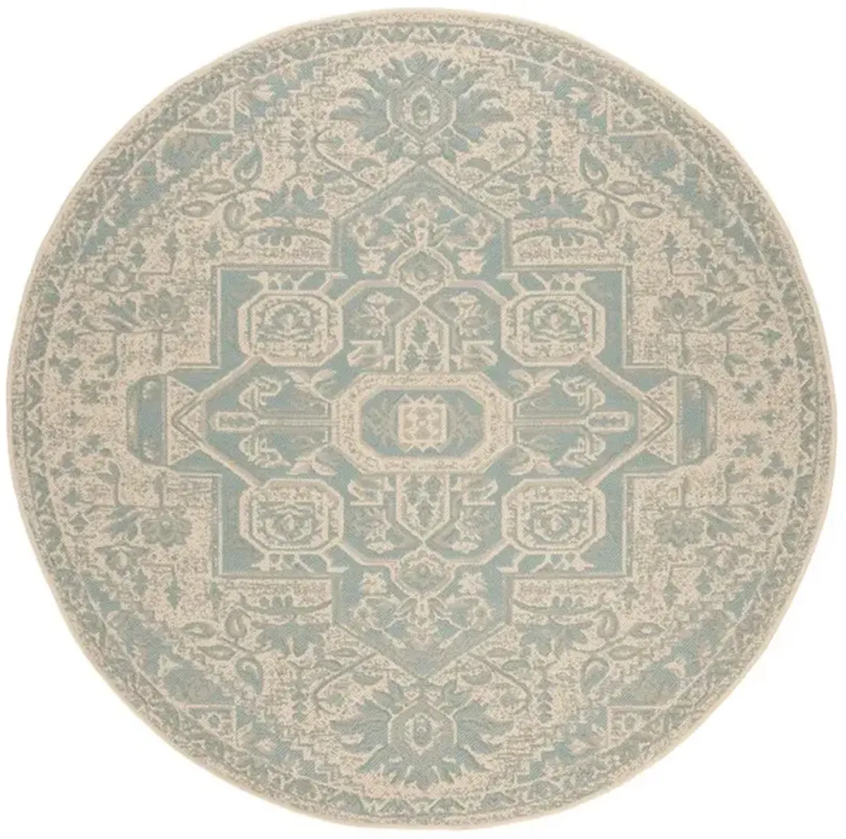 LINDEN 138 Collection LND138K-6R Aqua / Cream 6'-7" X 6'-7" Round