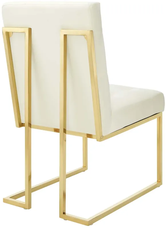 Privy Gold Stainless Steel Performance Velvet Dining Chair Set of 2