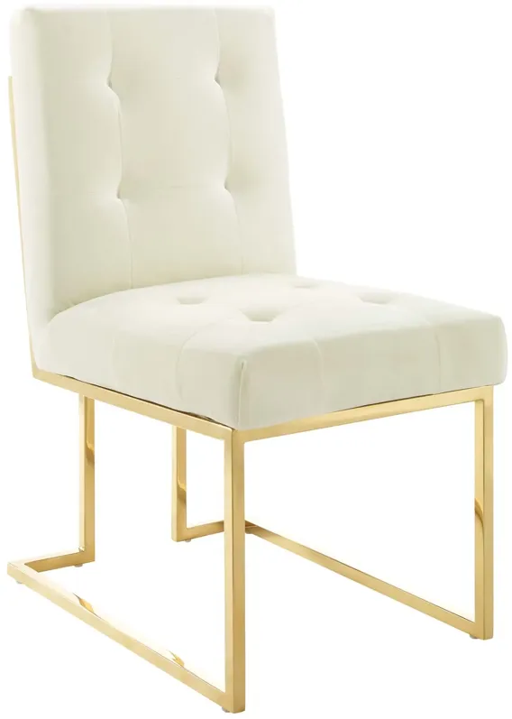 Privy Gold Stainless Steel Performance Velvet Dining Chair Set of 2