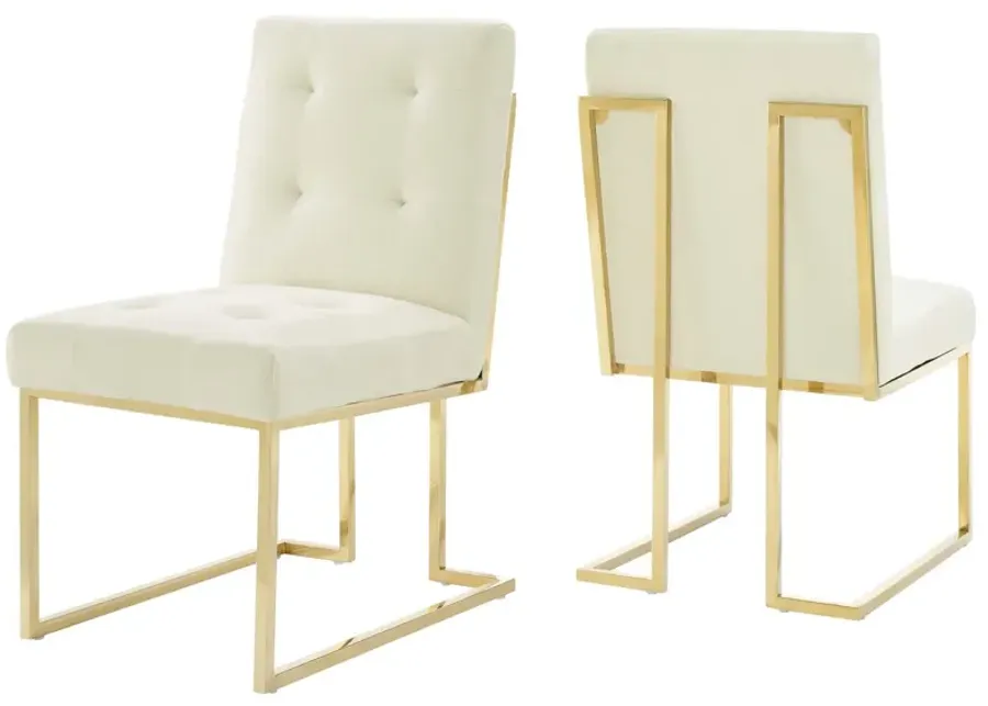 Privy Gold Stainless Steel Performance Velvet Dining Chair Set of 2