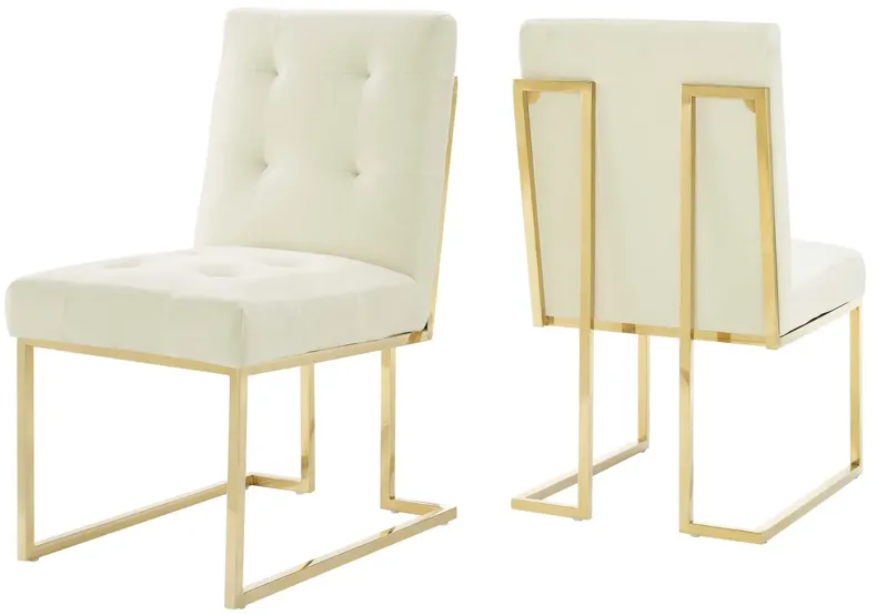 Privy Gold Stainless Steel Performance Velvet Dining Chair Set of 2