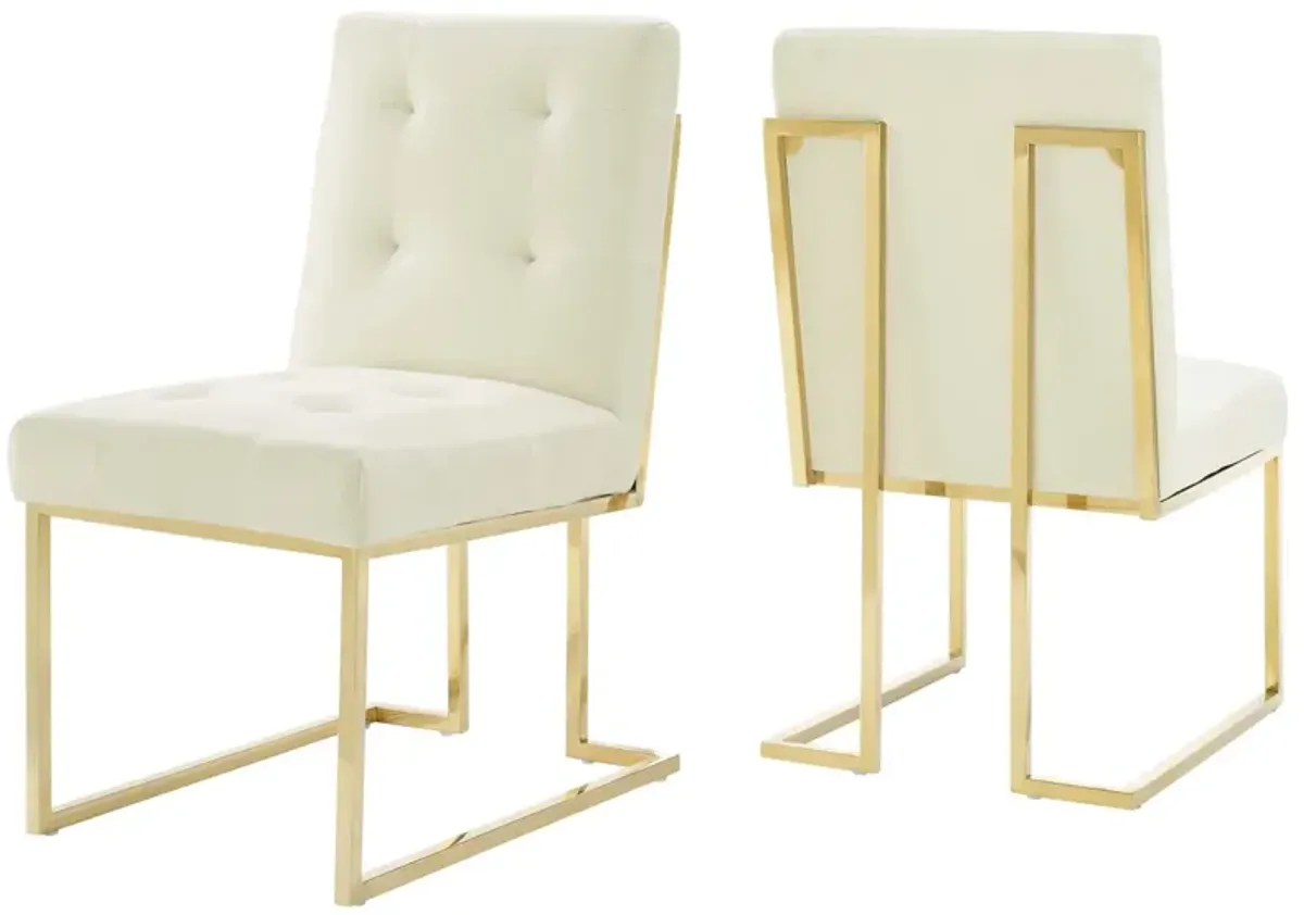 Privy Gold Stainless Steel Performance Velvet Dining Chair Set of 2